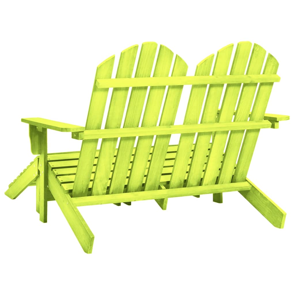 2-Seater Garden Adirondack Chair&Ottoman Fir Wood Green