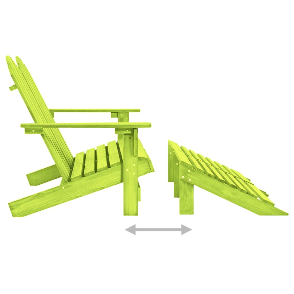 2-Seater Garden Adirondack Chair&Ottoman Fir Wood Green