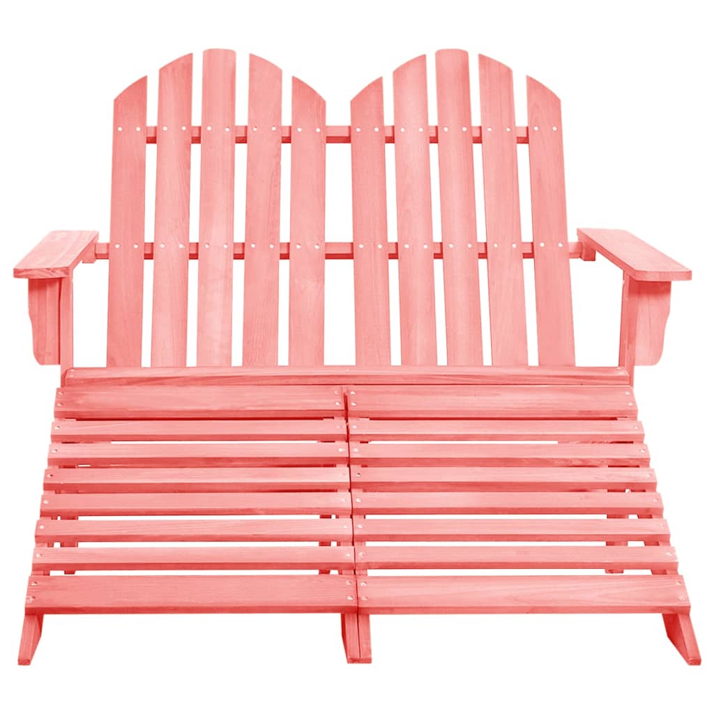 2-Seater Garden Adirondack Chair&Ottoman Fir Wood Pink