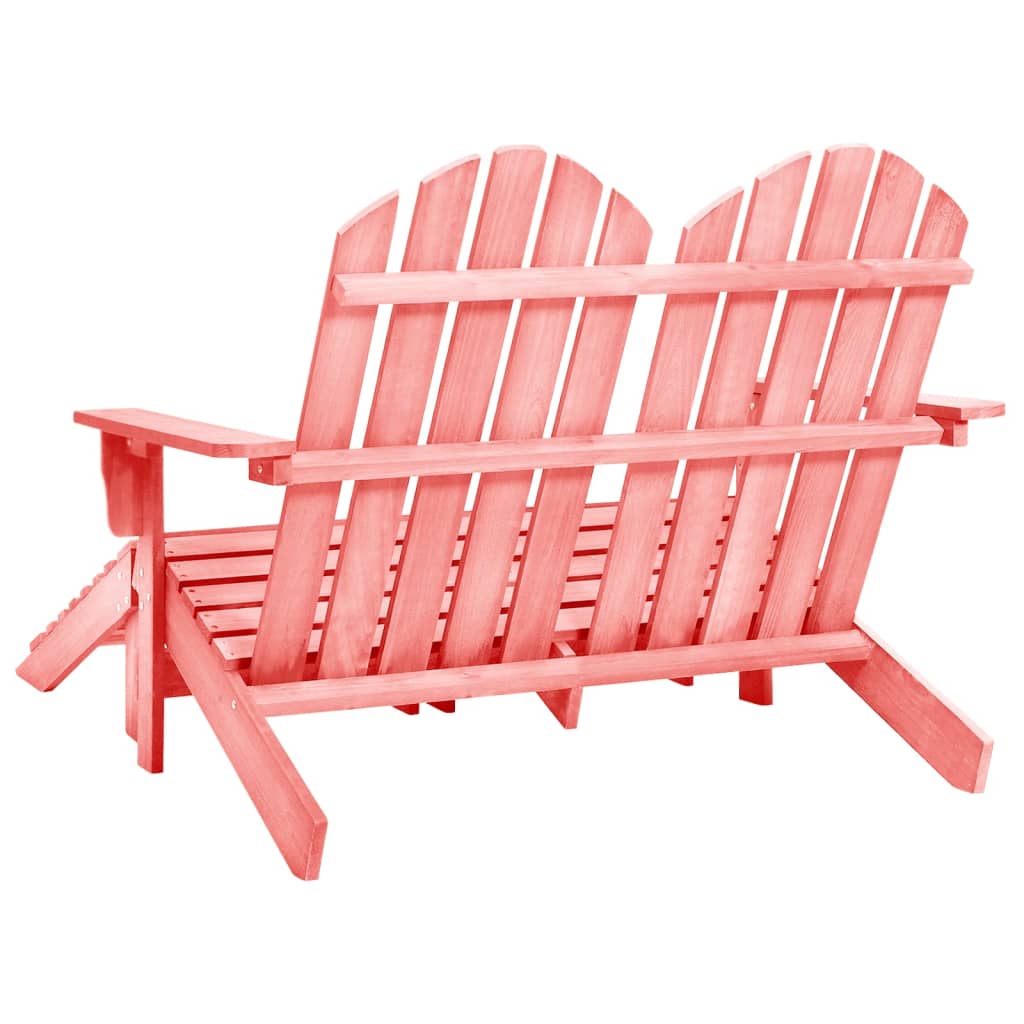 2-Seater Garden Adirondack Chair&Ottoman Fir Wood Pink