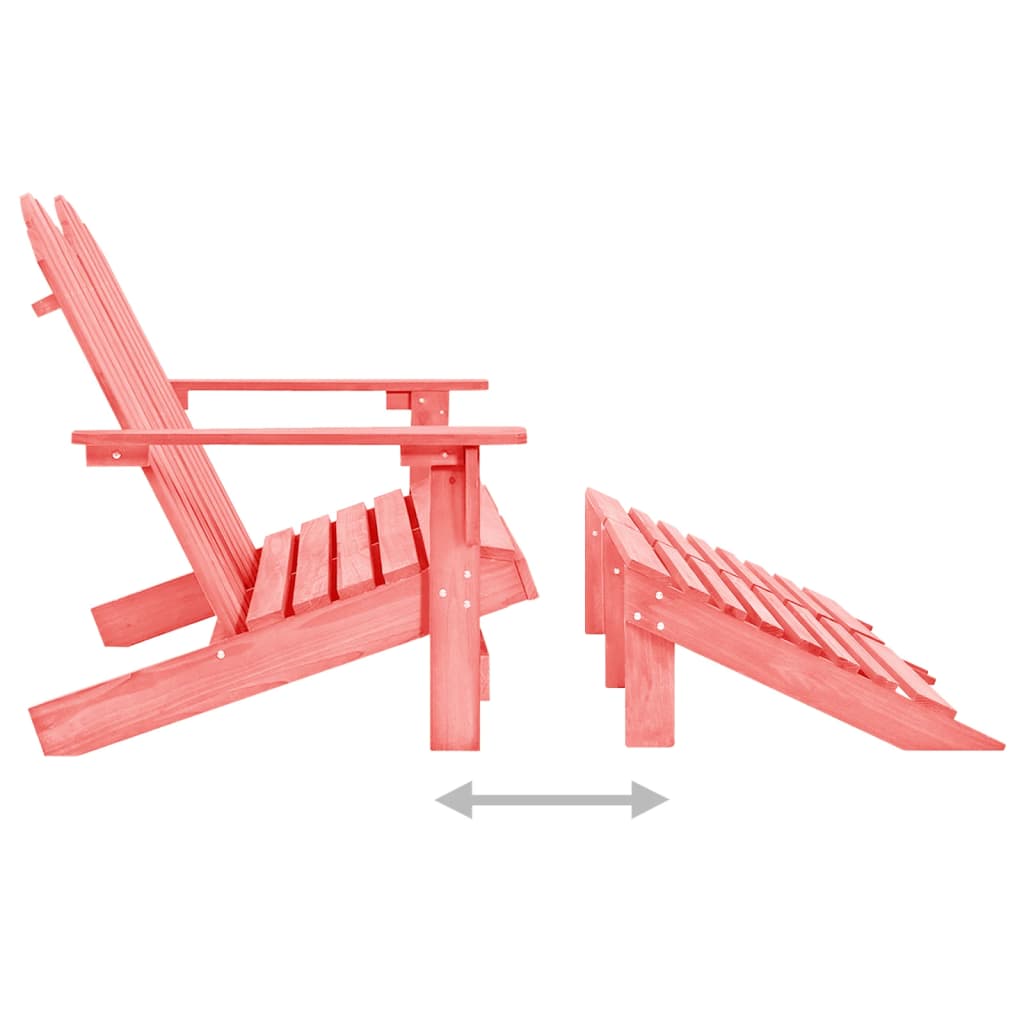 2-Seater Garden Adirondack Chair&Ottoman Fir Wood Pink