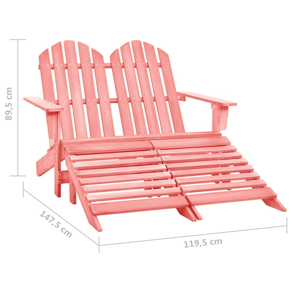 2-Seater Garden Adirondack Chair&Ottoman Fir Wood Pink