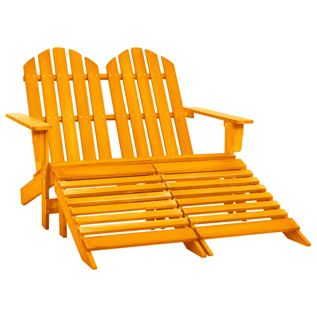 2-Seater Garden Adirondack Chair&Ottoman Fir Wood Orange