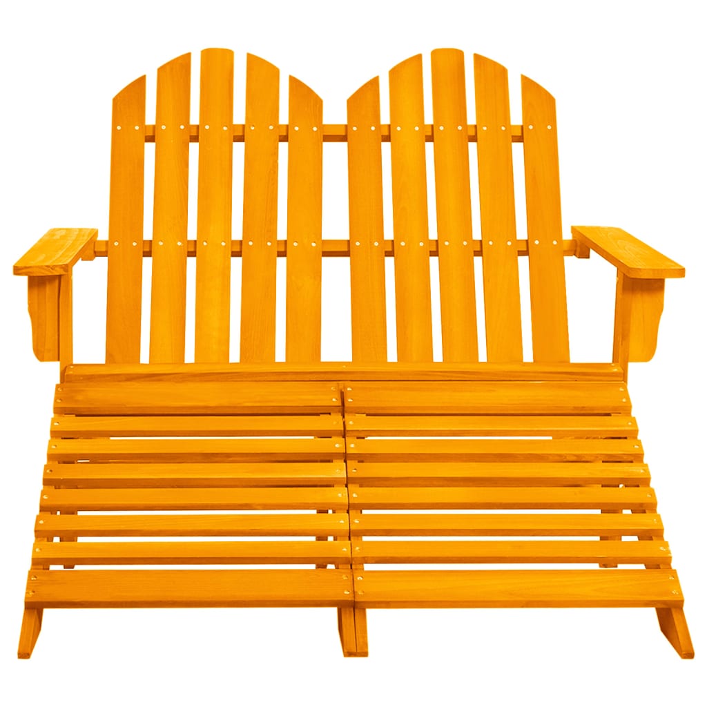 2-Seater Garden Adirondack Chair&Ottoman Fir Wood Orange