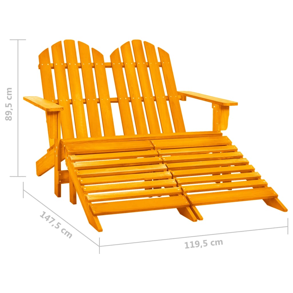 2-Seater Garden Adirondack Chair&Ottoman Fir Wood Orange