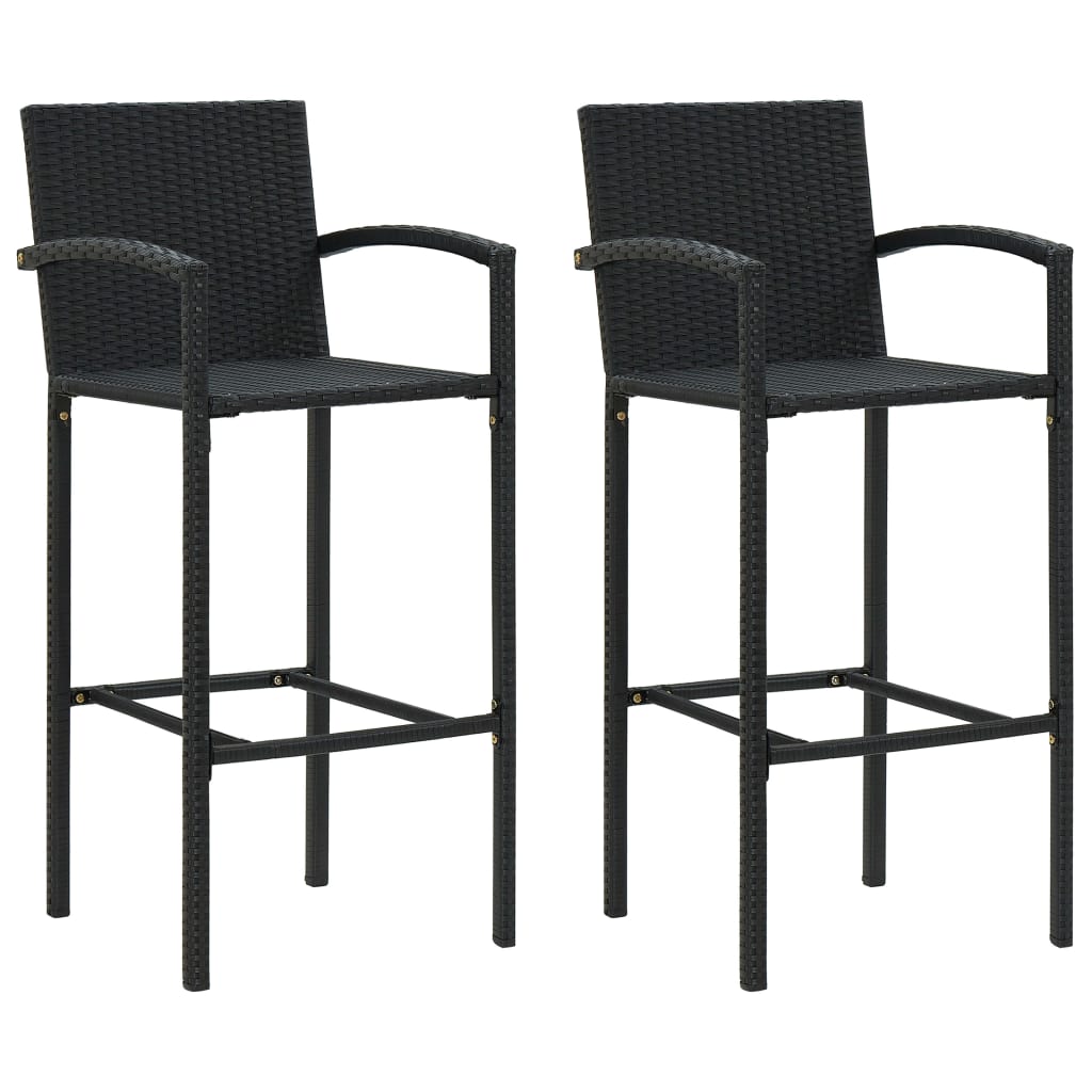 3 Piece Garden Bar Set Poly Rattan Black