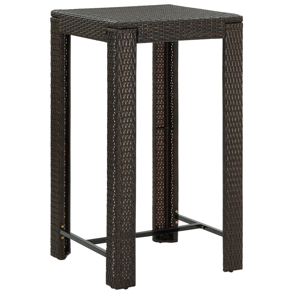 3 Piece Outdoor Bar Set with Armrest Poly Rattan Brown