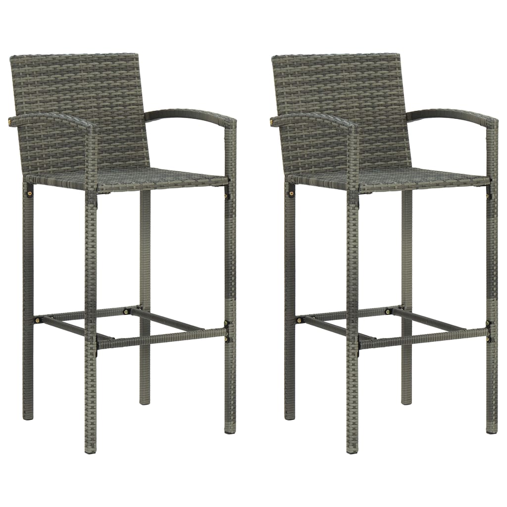 3 Piece Outdoor Bar Set with Armrest Poly Rattan Grey