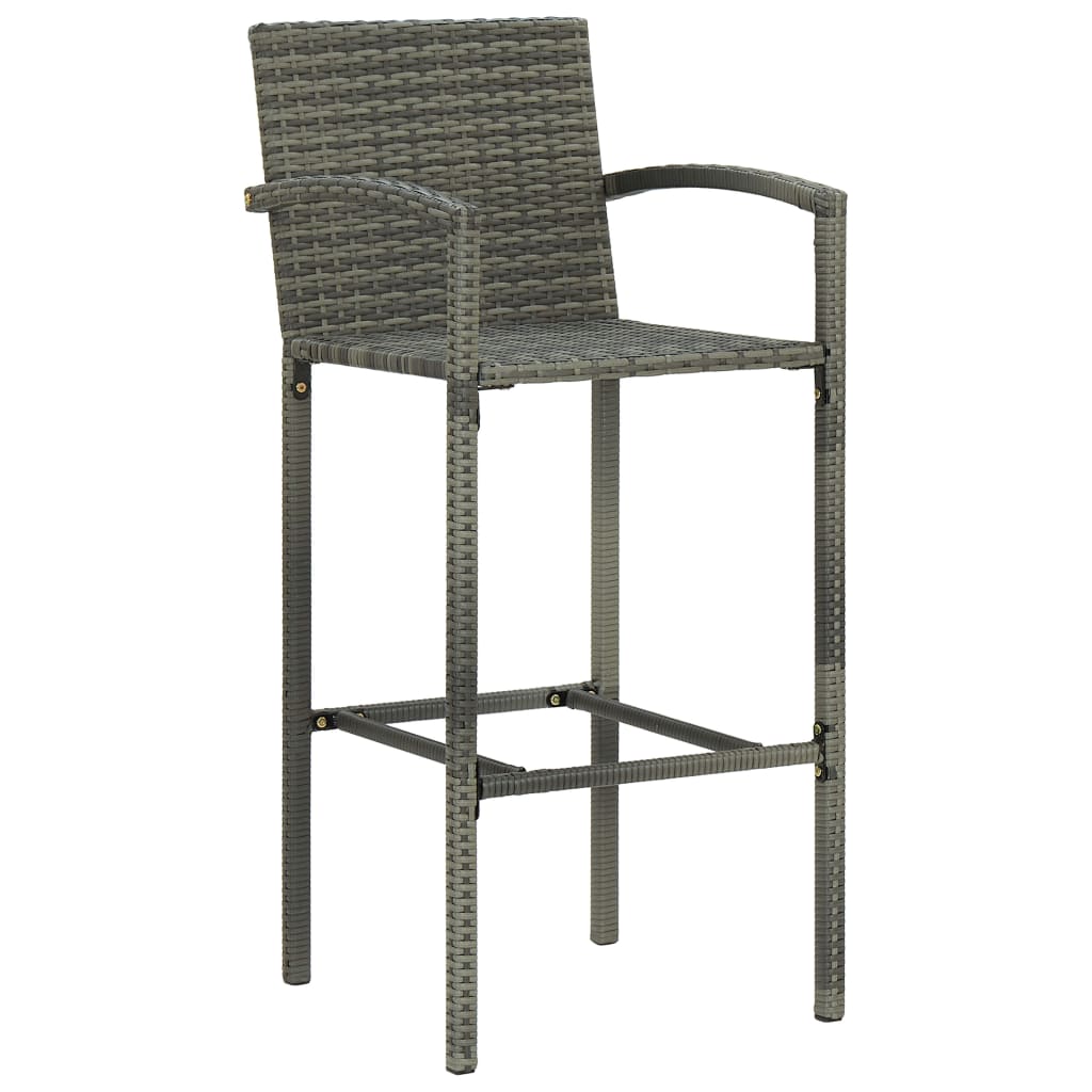 3 Piece Outdoor Bar Set with Armrest Poly Rattan Grey