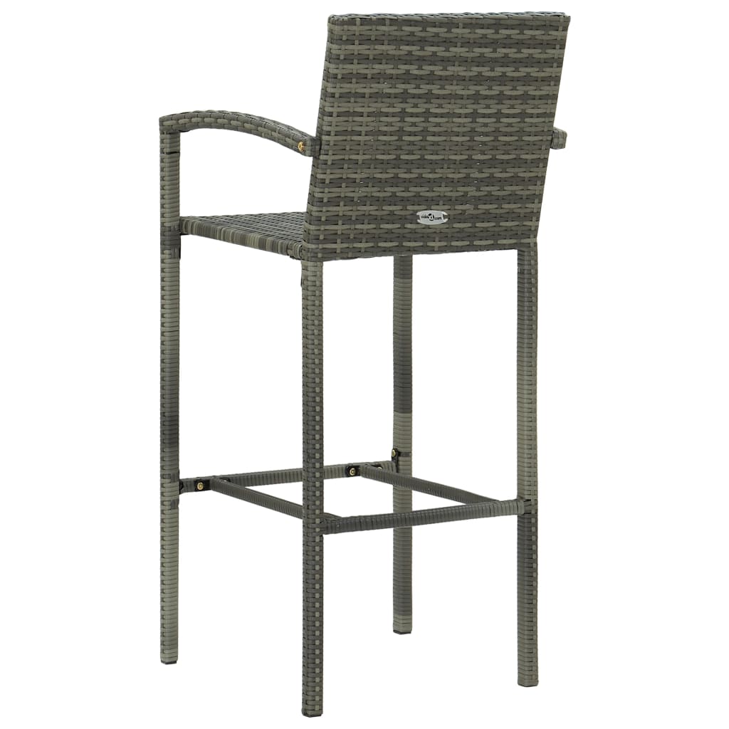 3 Piece Outdoor Bar Set with Armrest Poly Rattan Grey