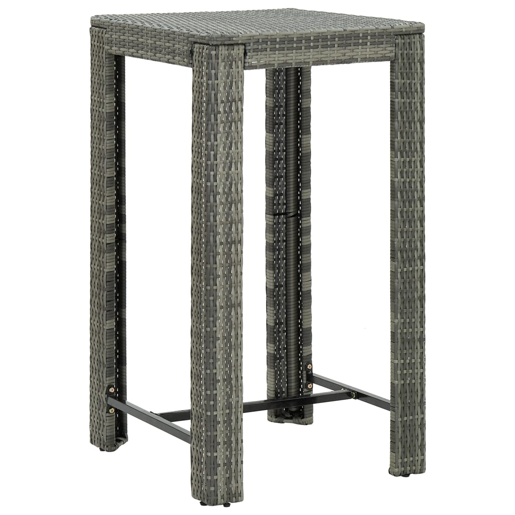 3 Piece Outdoor Bar Set with Armrest Poly Rattan Grey