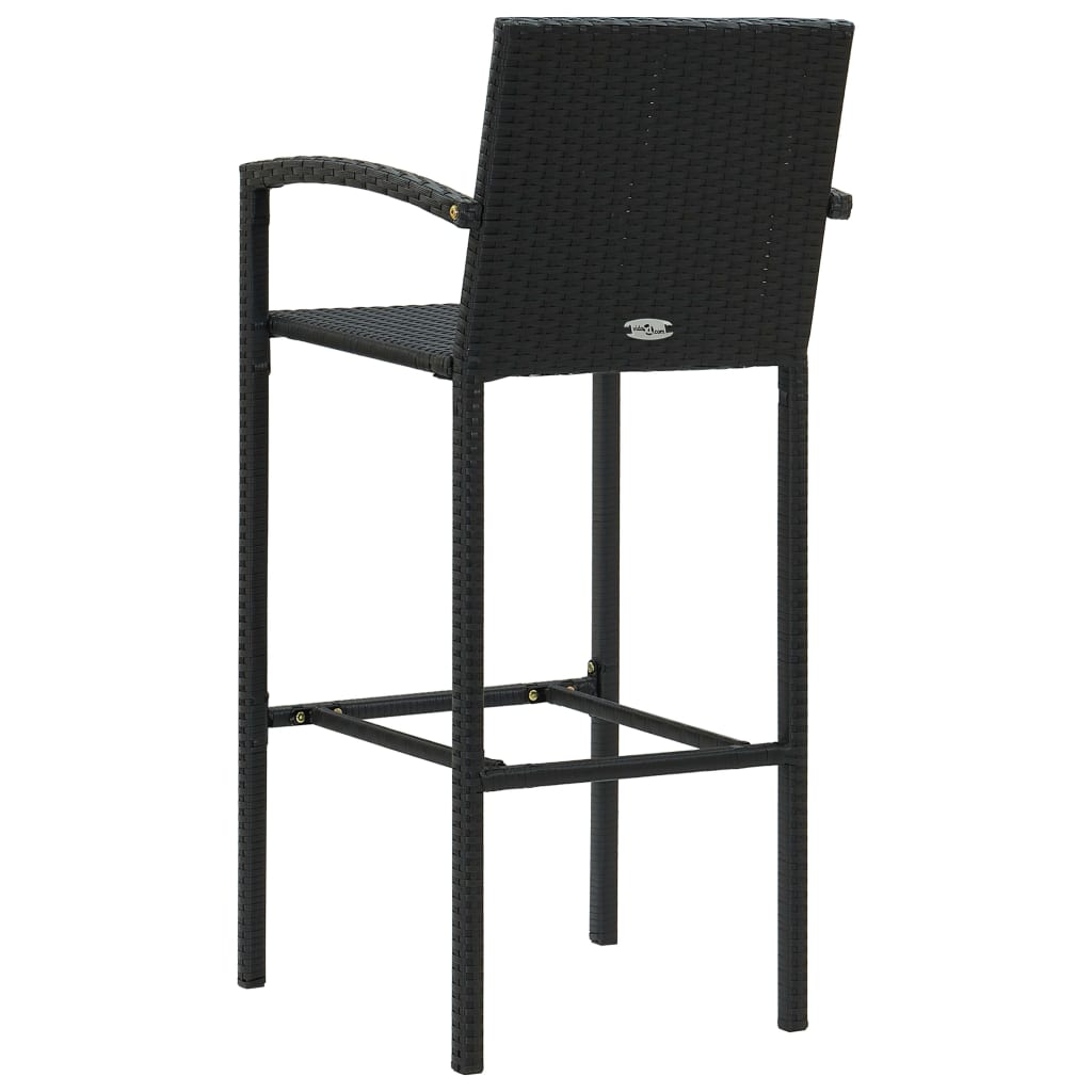 3 Piece Garden Bar Set Poly Rattan Black