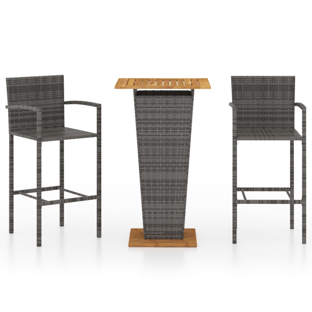 3 Piece Garden Bar Set Grey