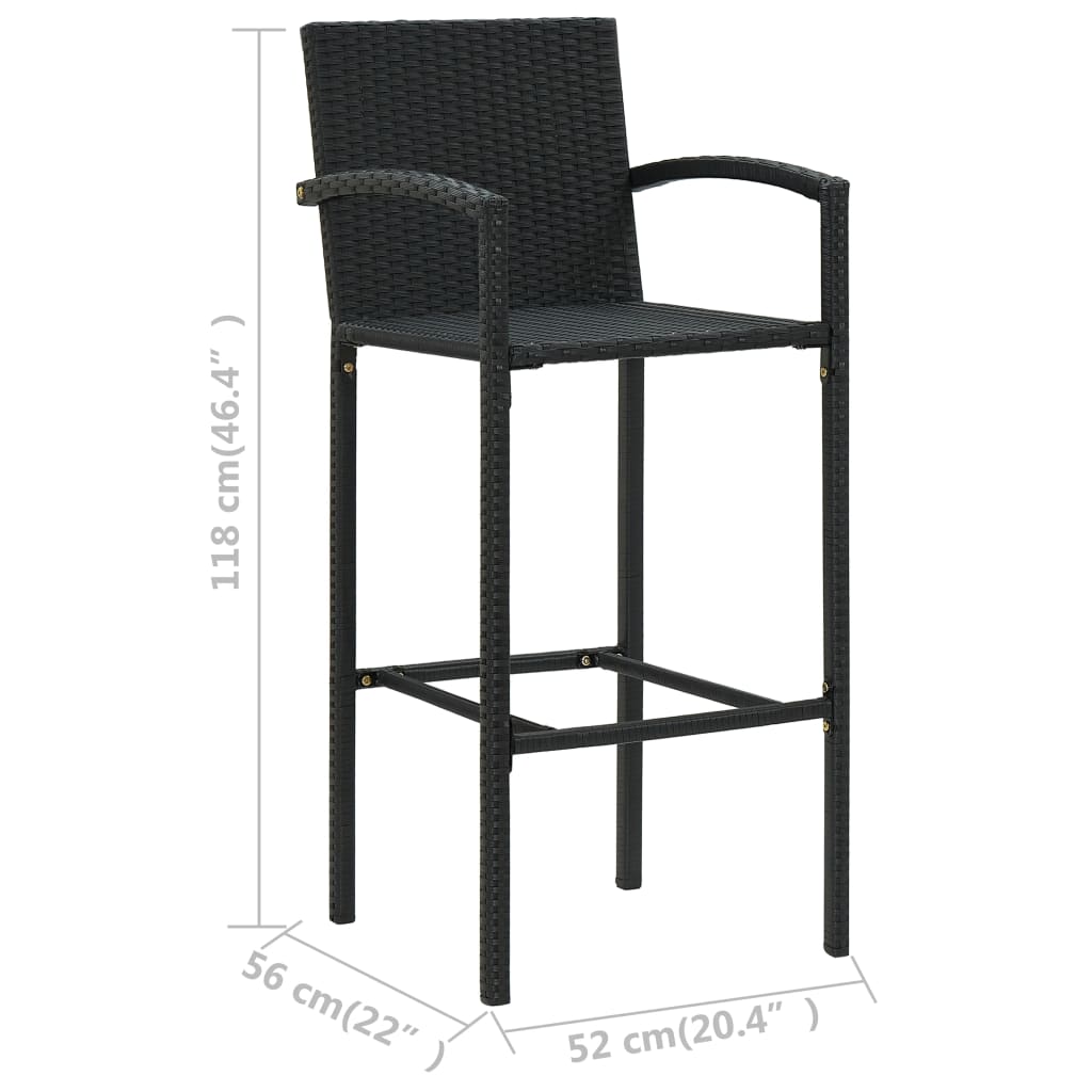 3 Piece Garden Bar Set Black