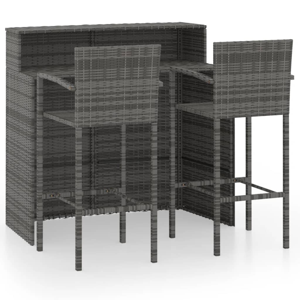 3 Piece Garden Bar Set Grey