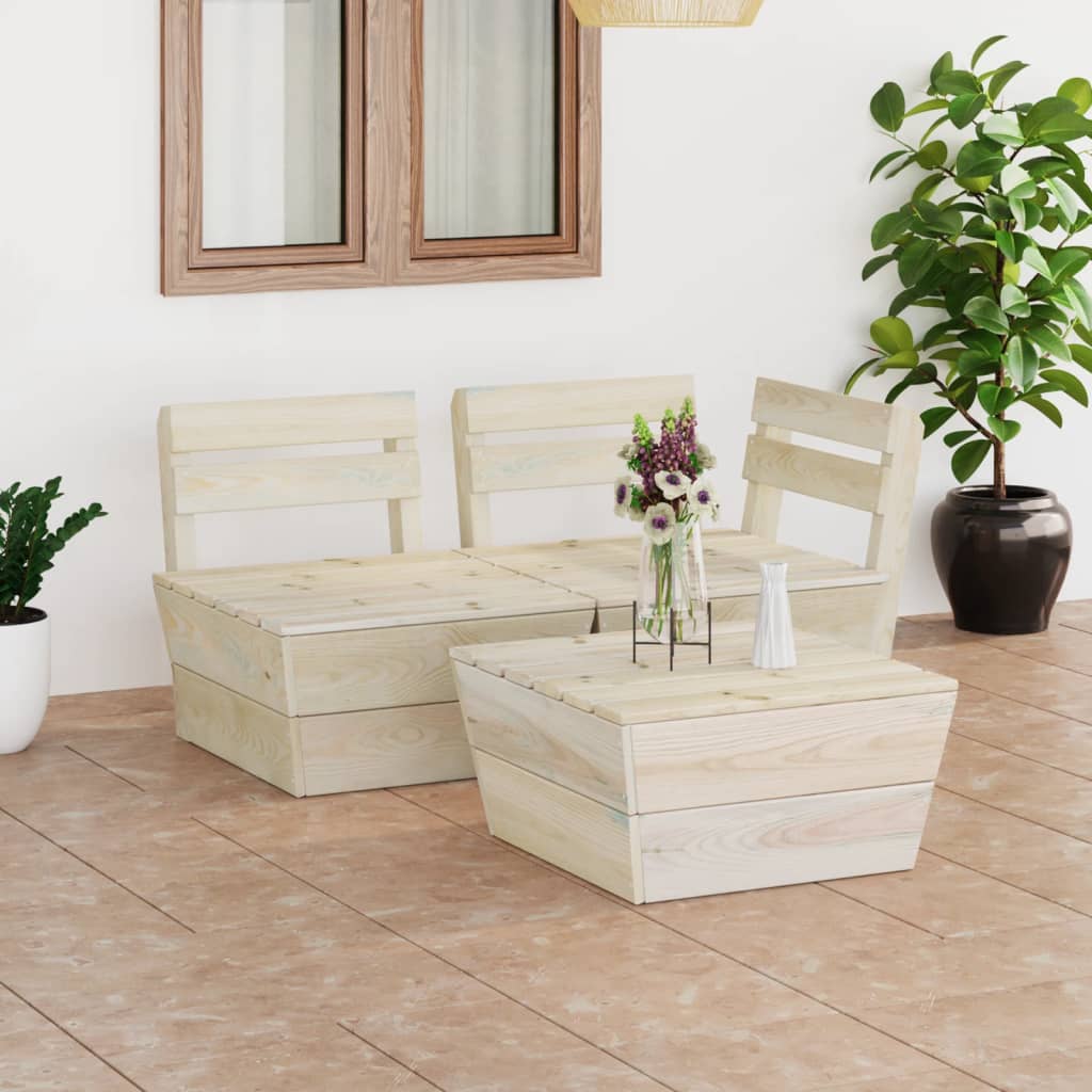 3 Piece Garden Pallet Lounge Set Impregnated Spruce Wood