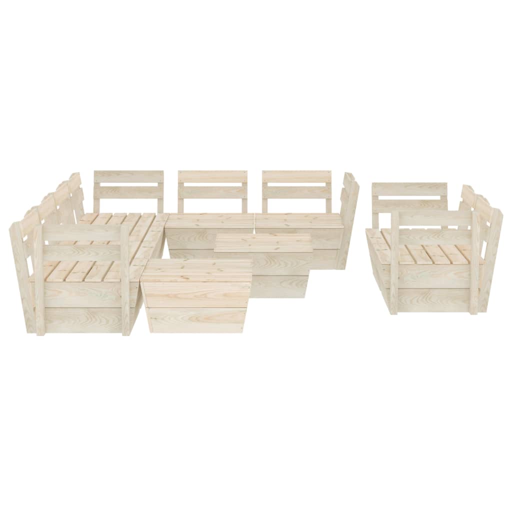 10 Piece Garden Pallet Lounge Set Impregnated Spruce Wood