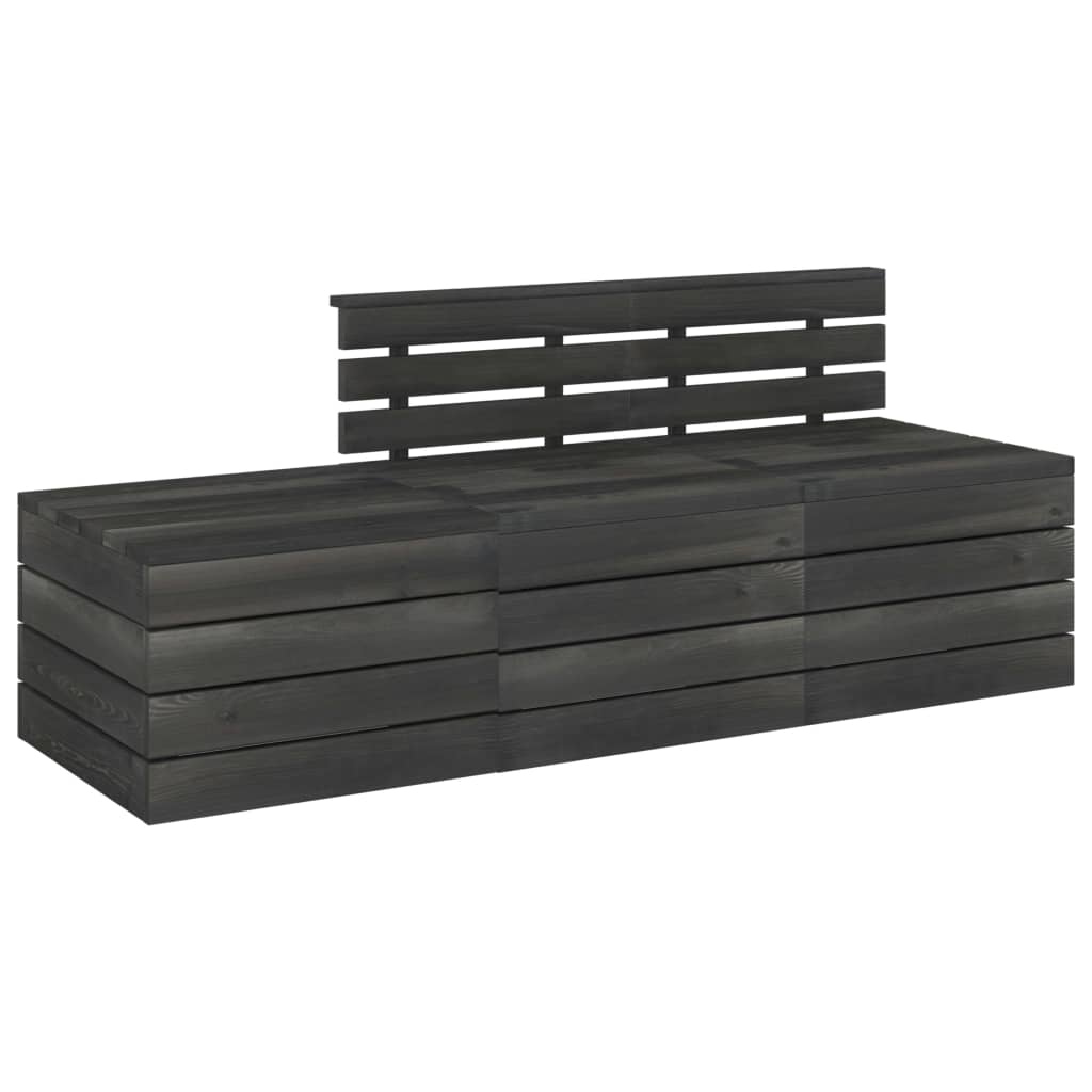 3 Piece Garden Pallet Lounge Set Solid Pinewood Dark Grey