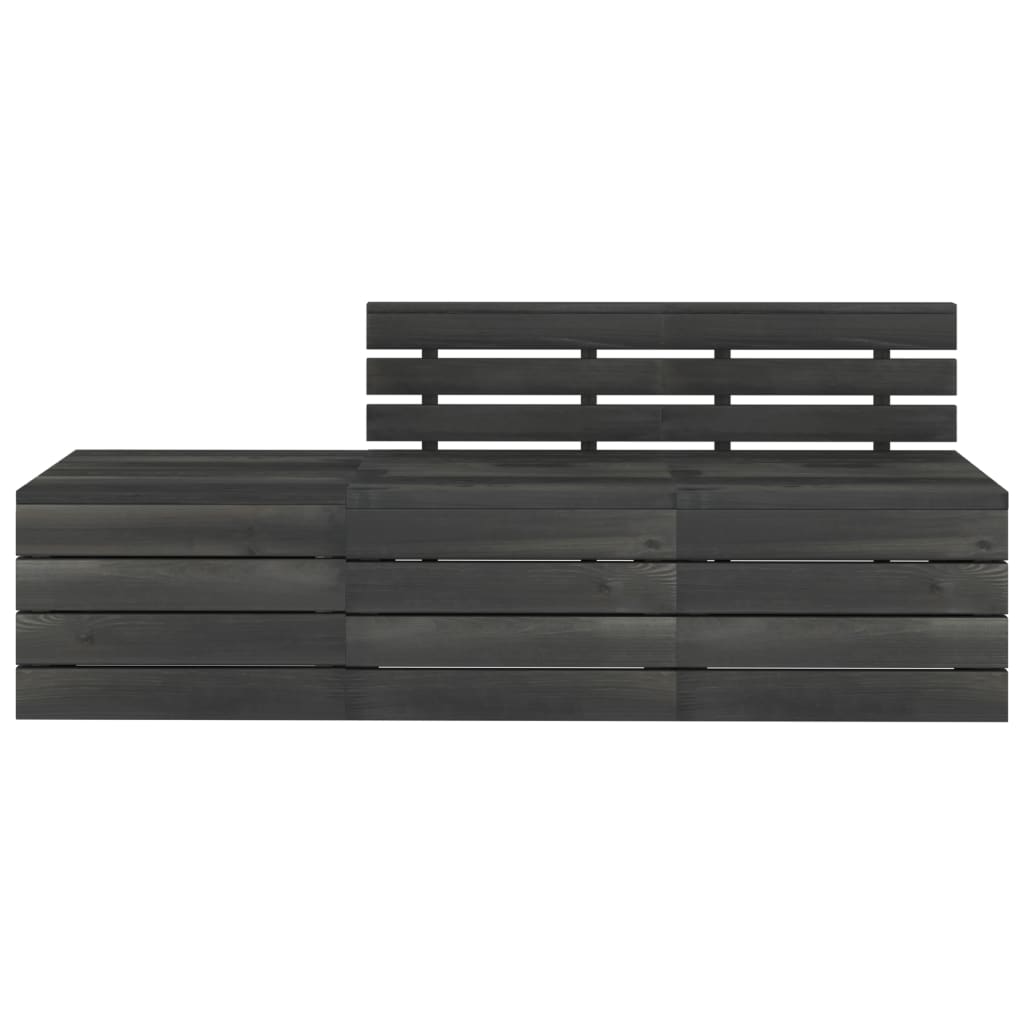 3 Piece Garden Pallet Lounge Set Solid Pinewood Dark Grey