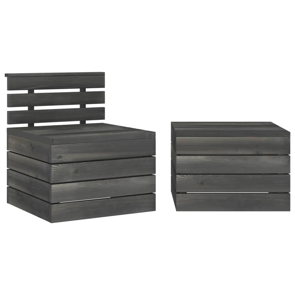 3 Piece Garden Pallet Lounge Set Solid Pinewood Dark Grey