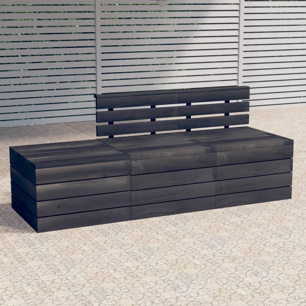 3 Piece Garden Pallet Lounge Set Solid Pinewood Dark Grey