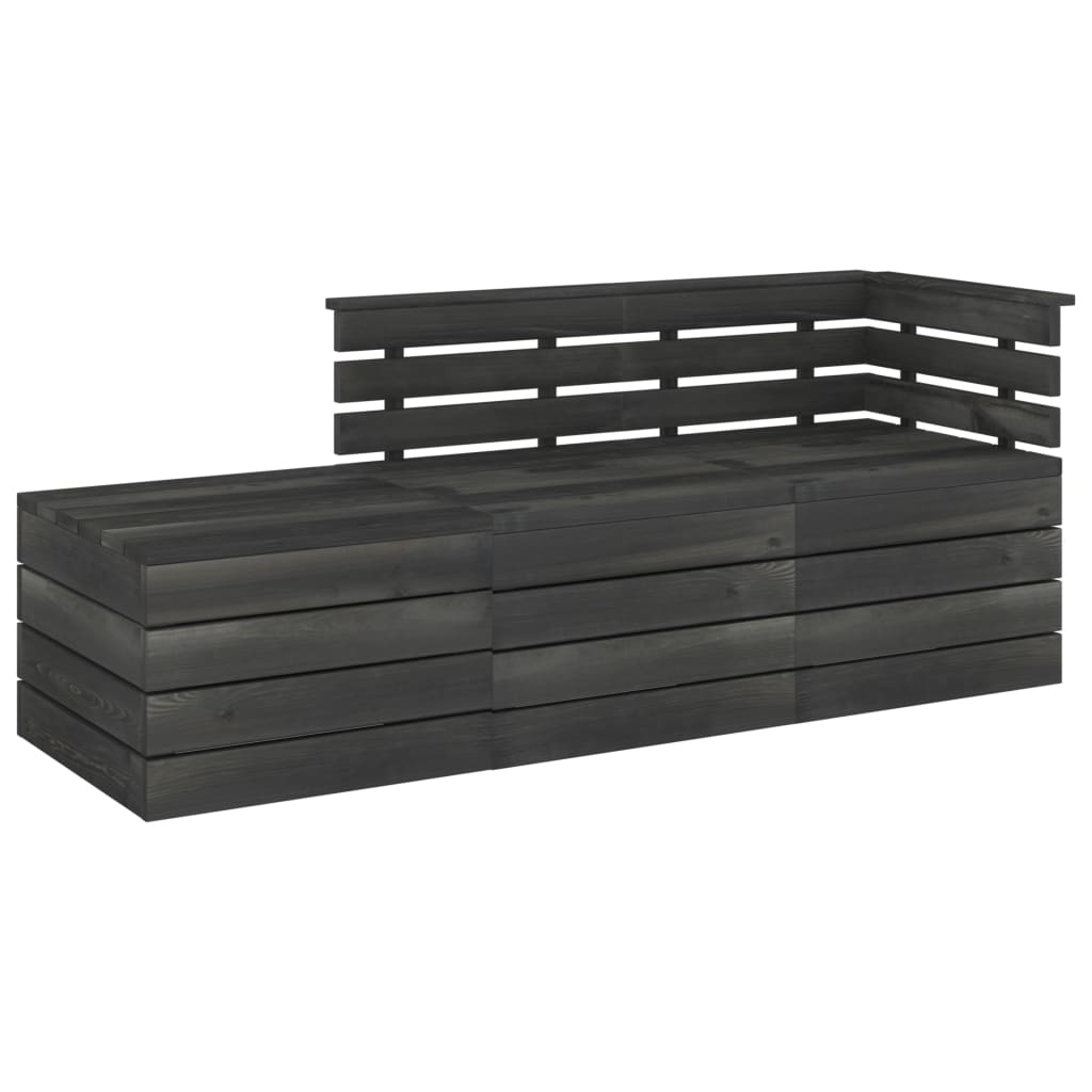 3 Piece Garden Pallet Lounge Set Solid Pinewood Dark Grey