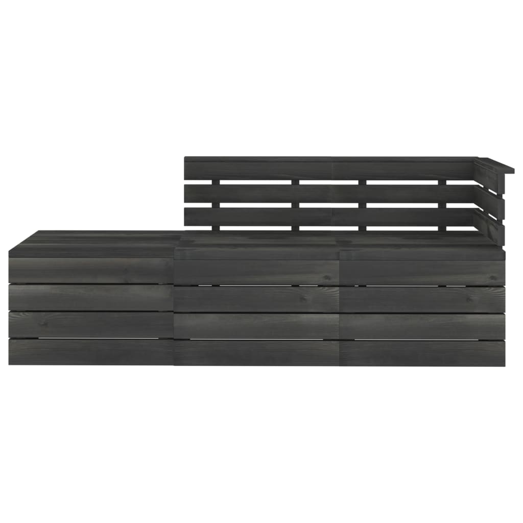 3 Piece Garden Pallet Lounge Set Solid Pinewood Dark Grey