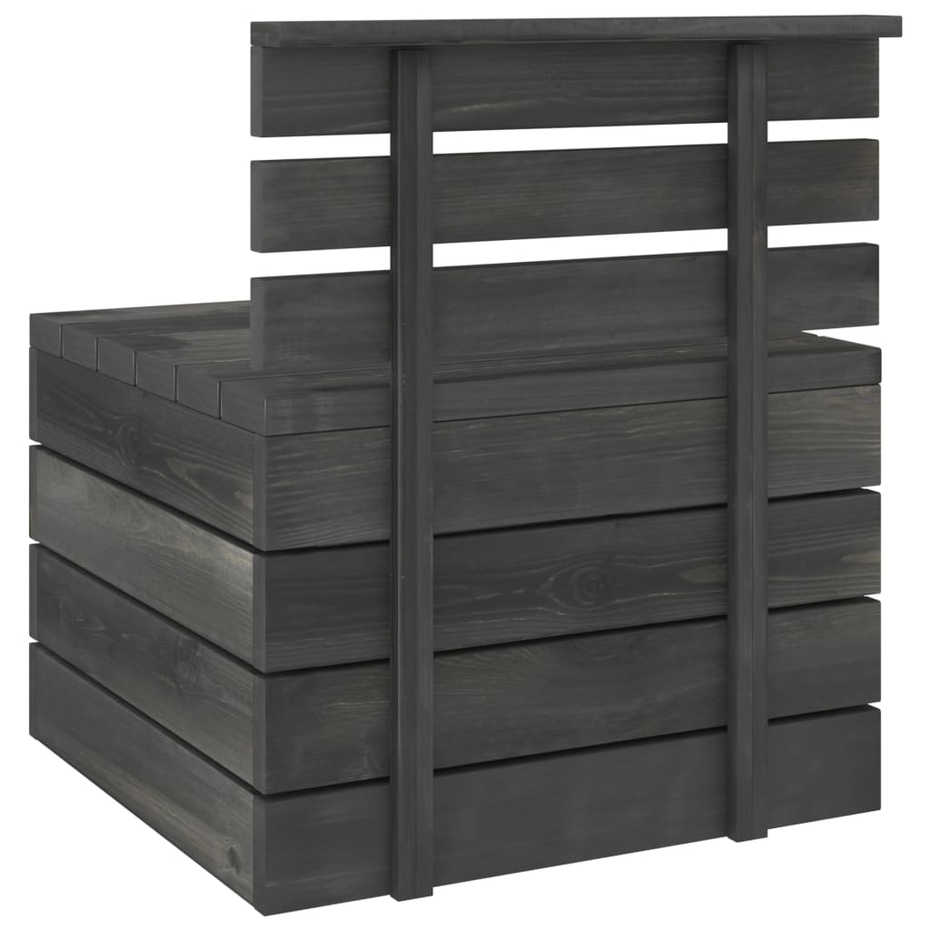 3 Piece Garden Pallet Lounge Set Solid Pinewood Dark Grey