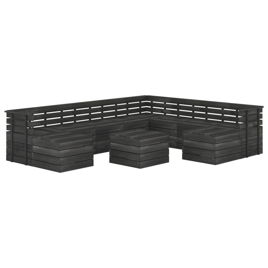 11 Piece Garden Pallet Lounge Set Solid Pinewood Dark Grey