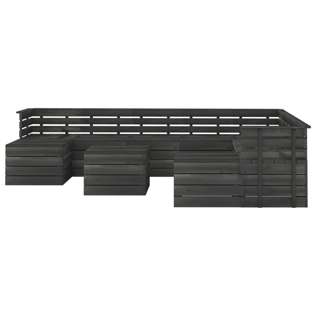 11 Piece Garden Pallet Lounge Set Solid Pinewood Dark Grey