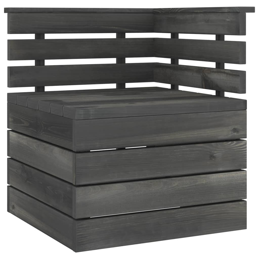 11 Piece Garden Pallet Lounge Set Solid Pinewood Dark Grey