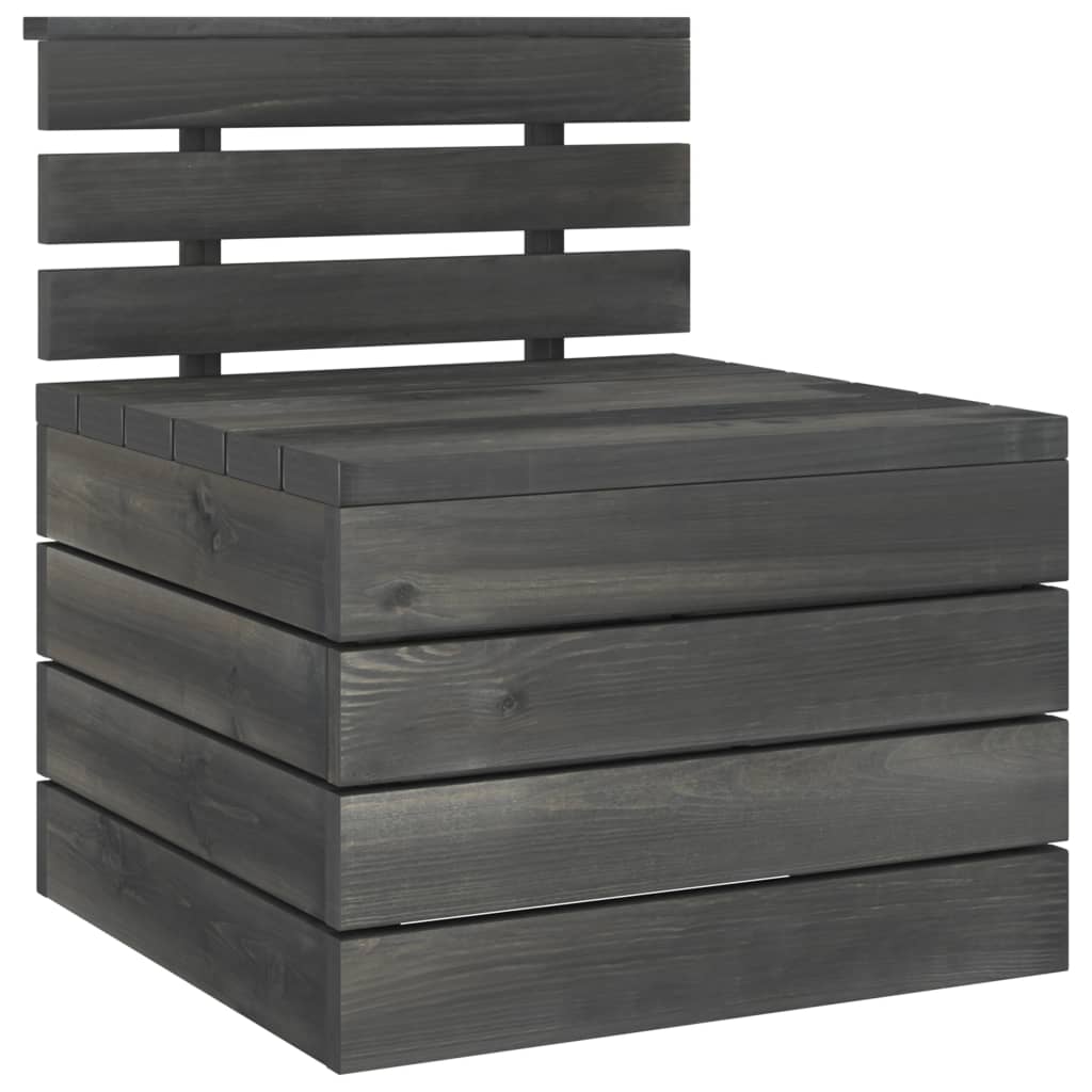 11 Piece Garden Pallet Lounge Set Solid Pinewood Dark Grey