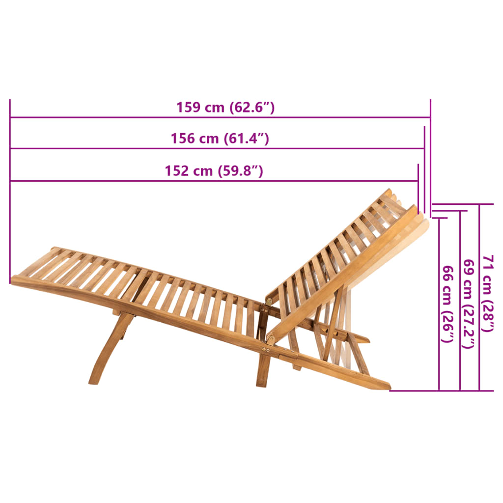 Sun Lounger Solid Teak Wood