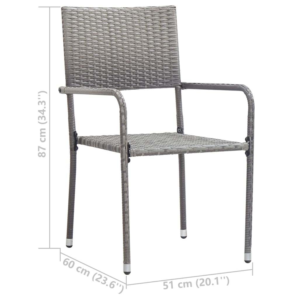 3 Piece Garden Dining Set Grey