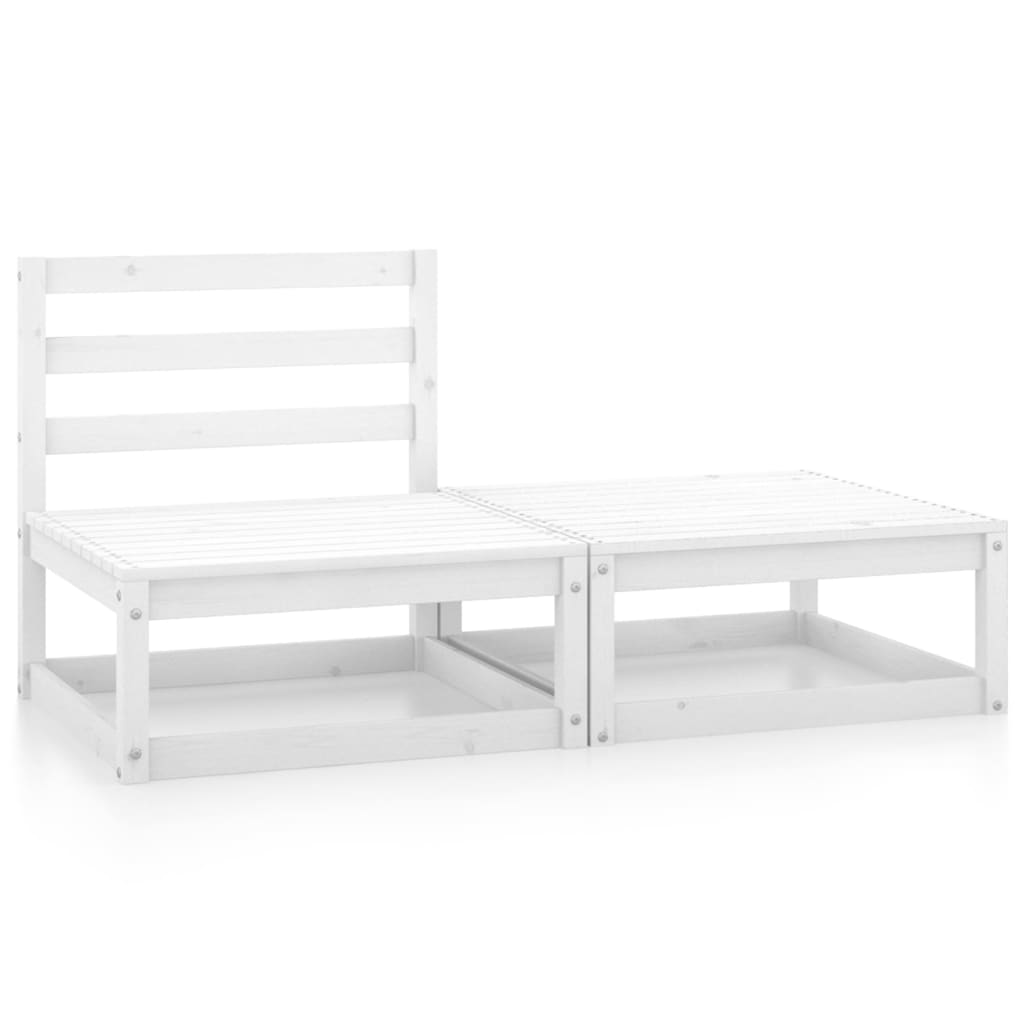 2 Piece Garden Lounge Set White Solid Pinewood