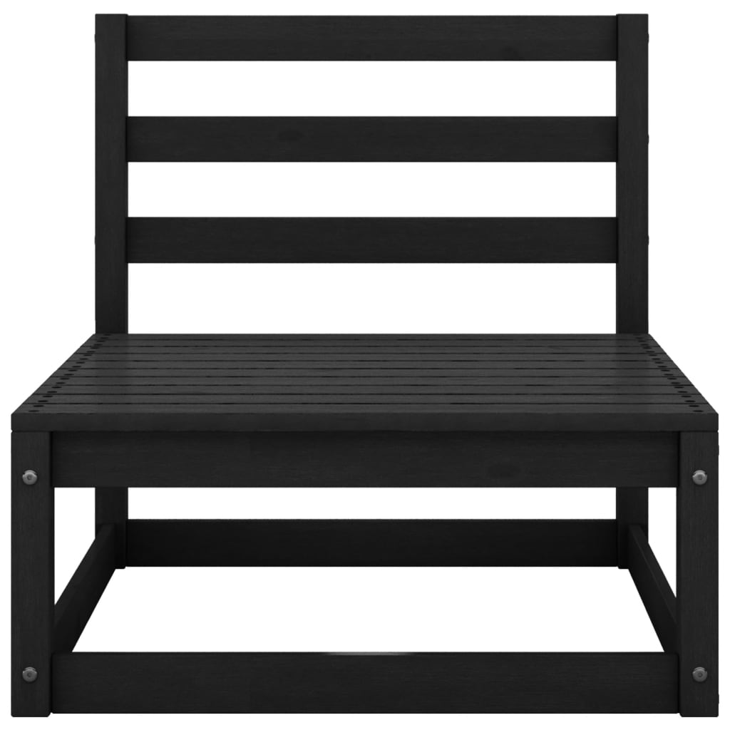 2 Piece Garden Lounge Set Black Solid Pinewood