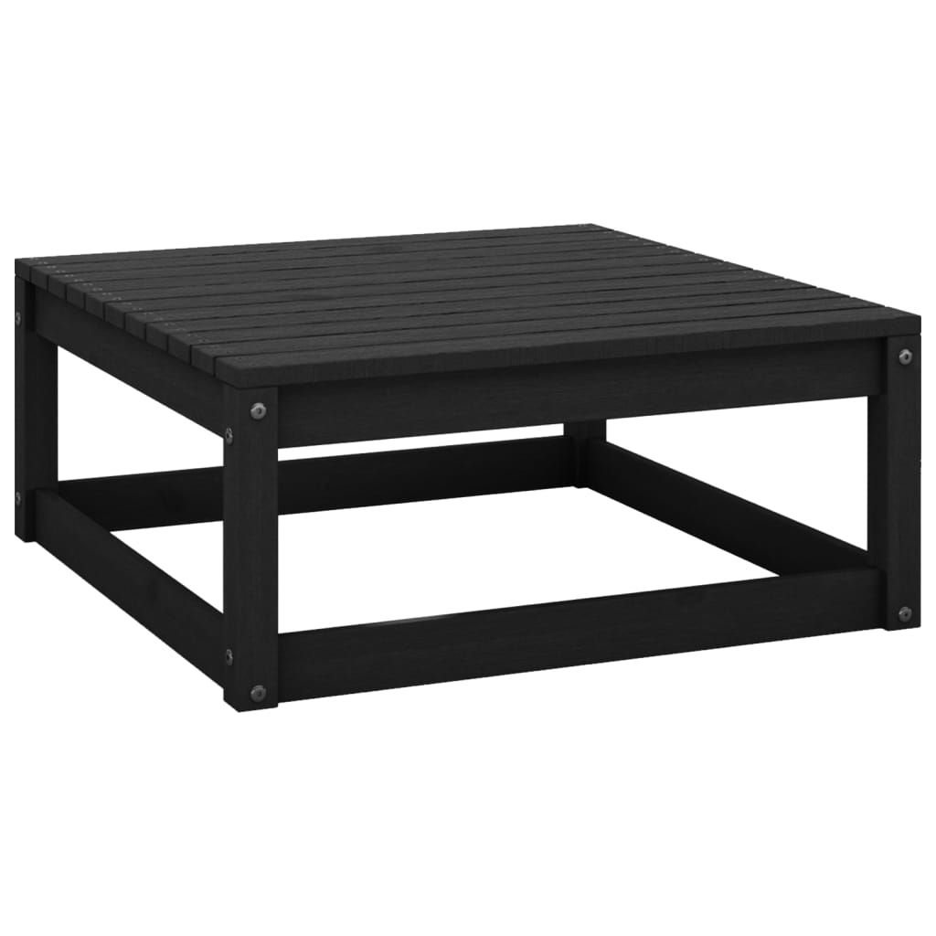 2 Piece Garden Lounge Set Black Solid Pinewood