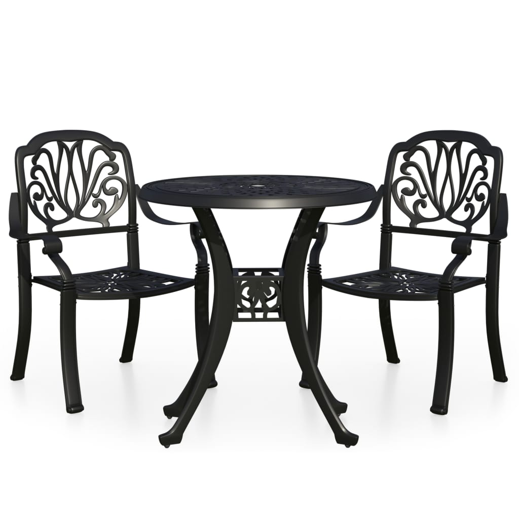 3 Piece Bistro Set Cast Aluminium Black