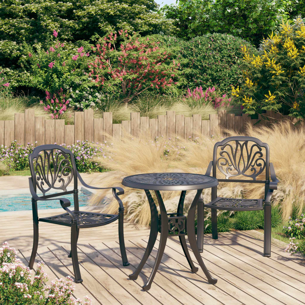 3 Piece Bistro Set Cast Aluminium Black