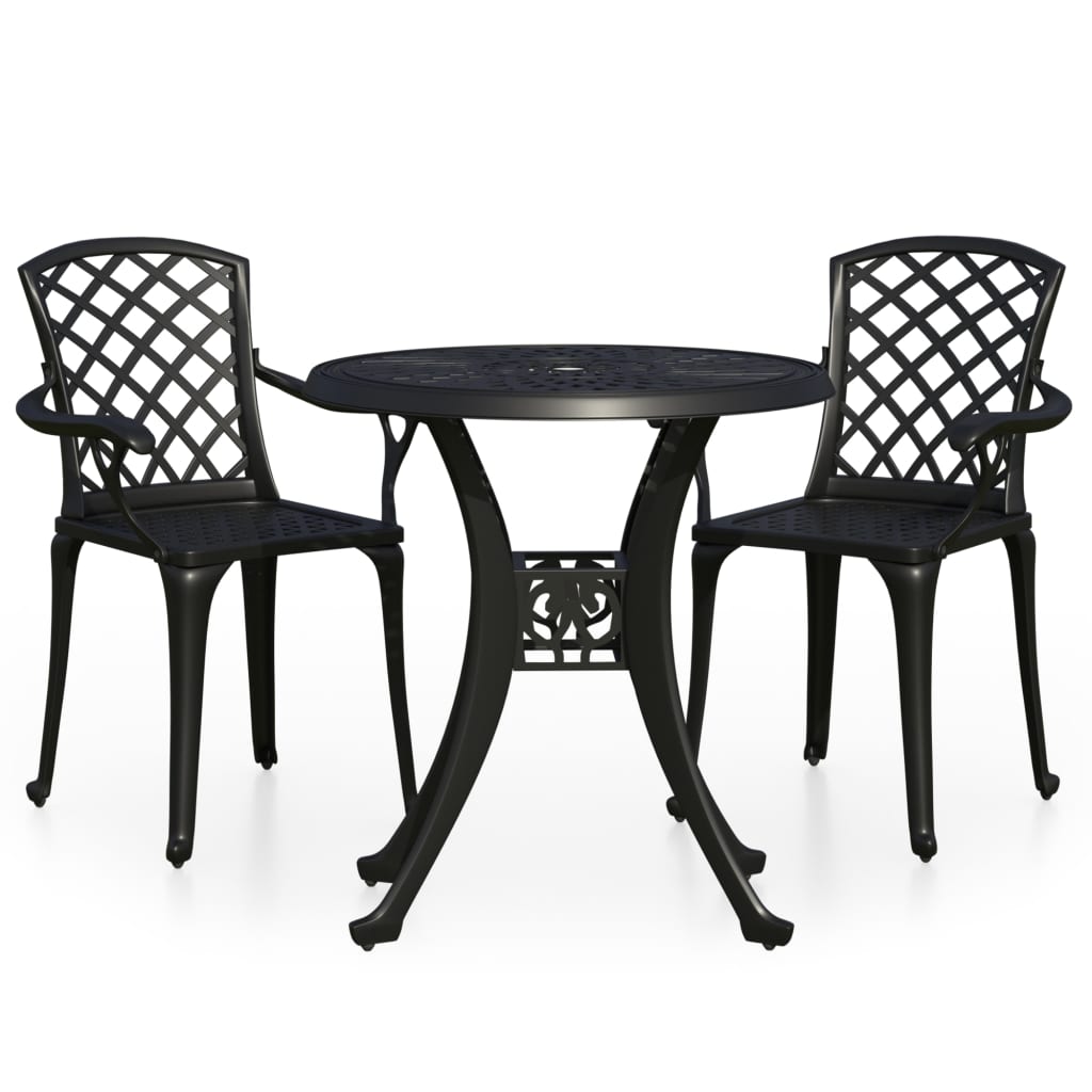 3 Piece Bistro Set Cast Aluminium Black