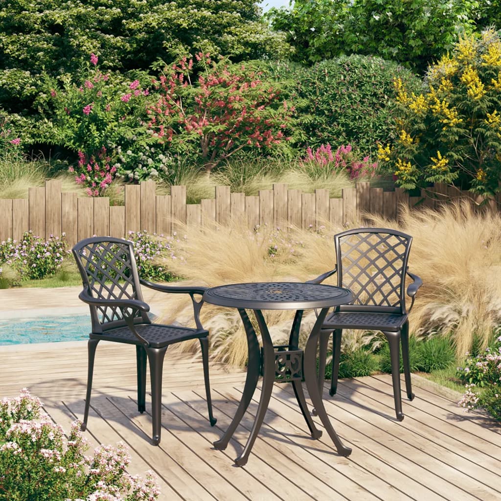 3 Piece Bistro Set Cast Aluminium Black