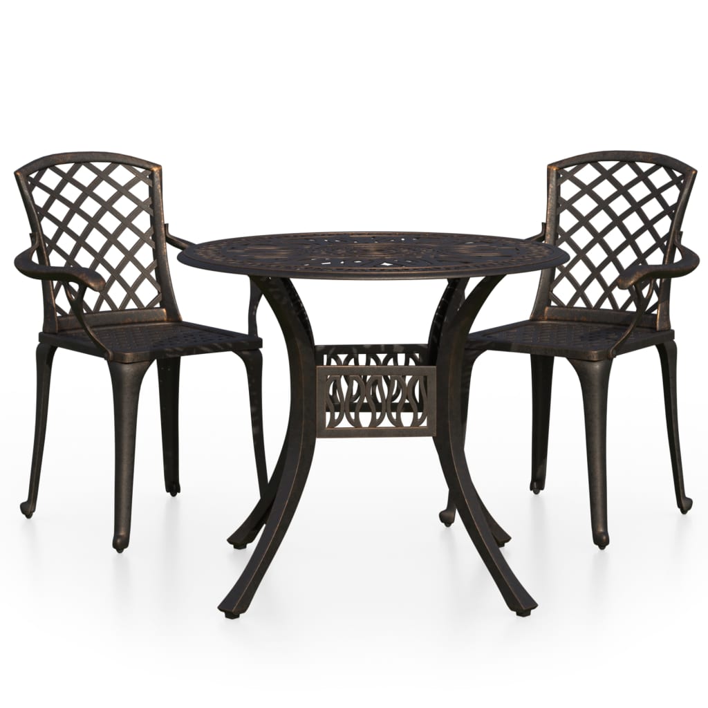 3 Piece Bistro Set Cast Aluminium Bronze