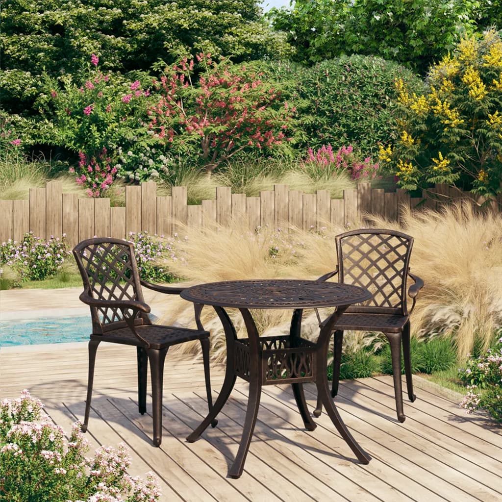 3 Piece Bistro Set Cast Aluminium Bronze