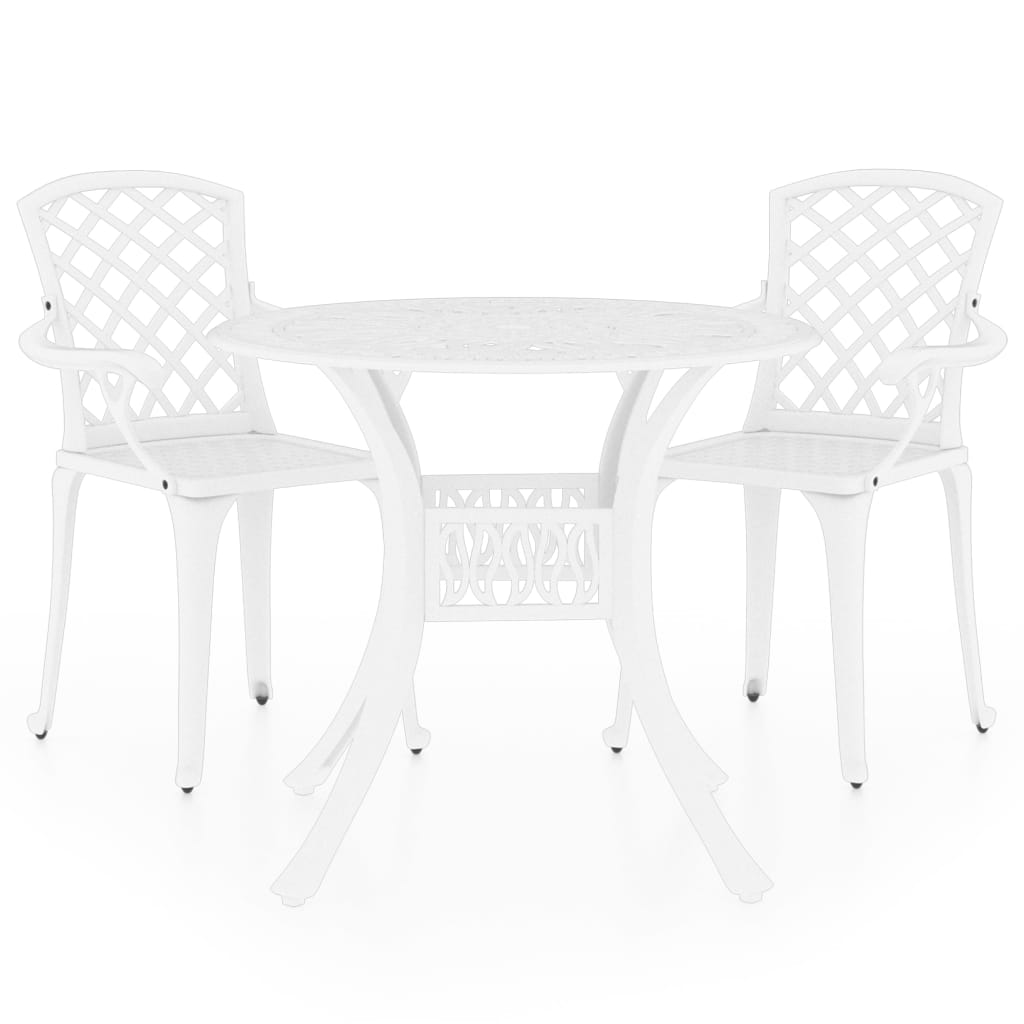 3 Piece Bistro Set Cast Aluminium White