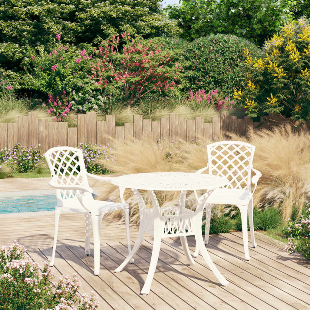 3 Piece Bistro Set Cast Aluminium White