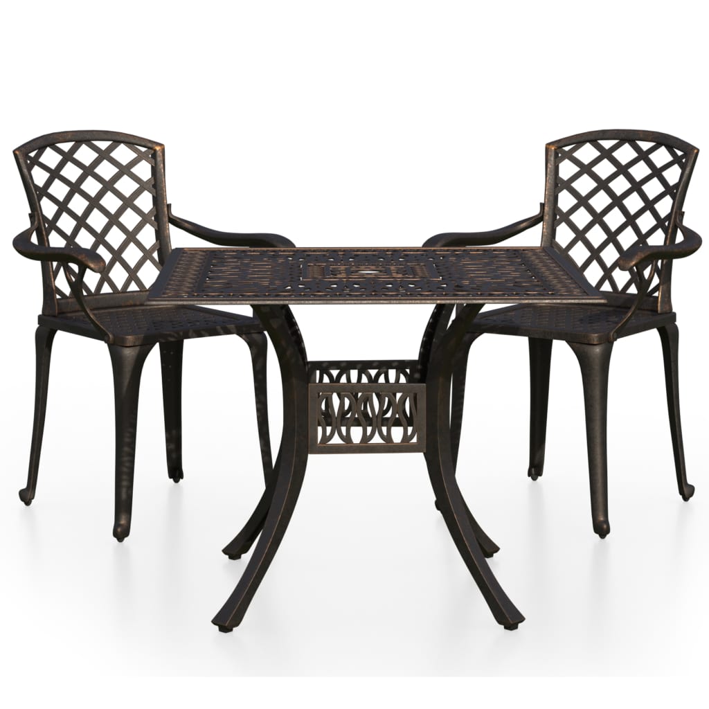 3 Piece Bistro Set Cast Aluminium Bronze