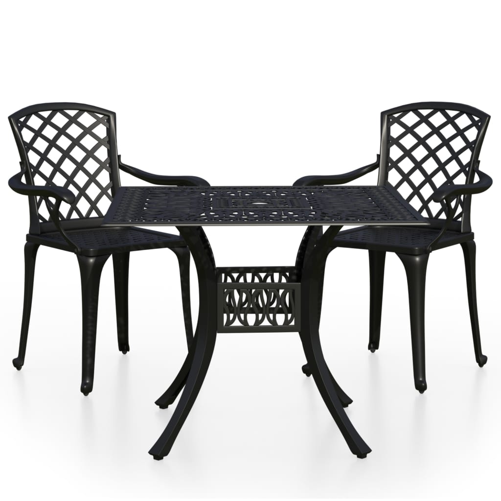 3 Piece Bistro Set Cast Aluminium Black