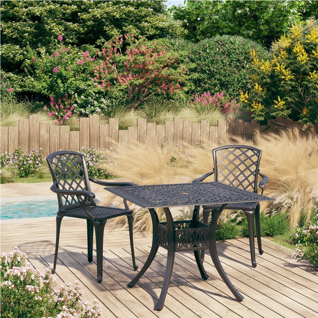 3 Piece Bistro Set Cast Aluminium Black