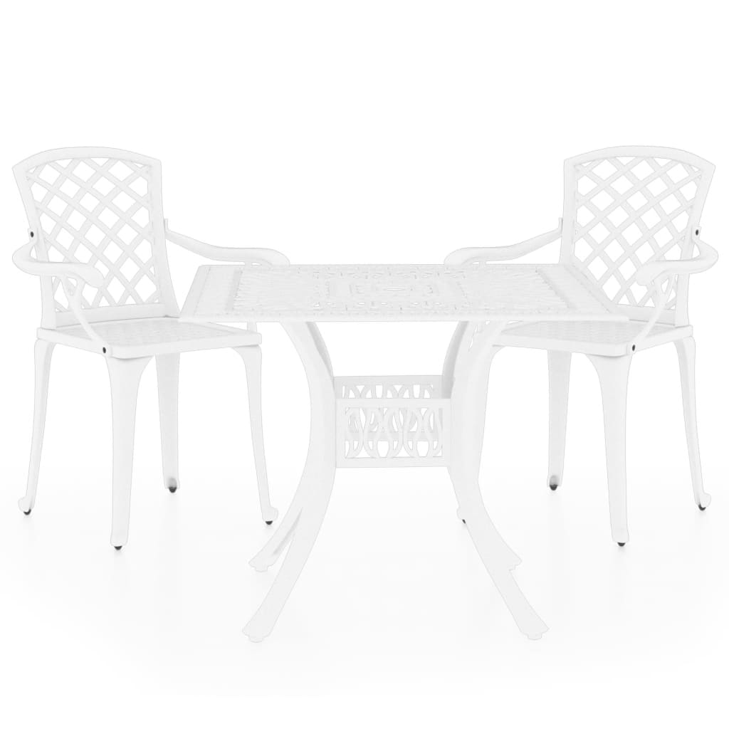 3 Piece Bistro Set Cast Aluminium White