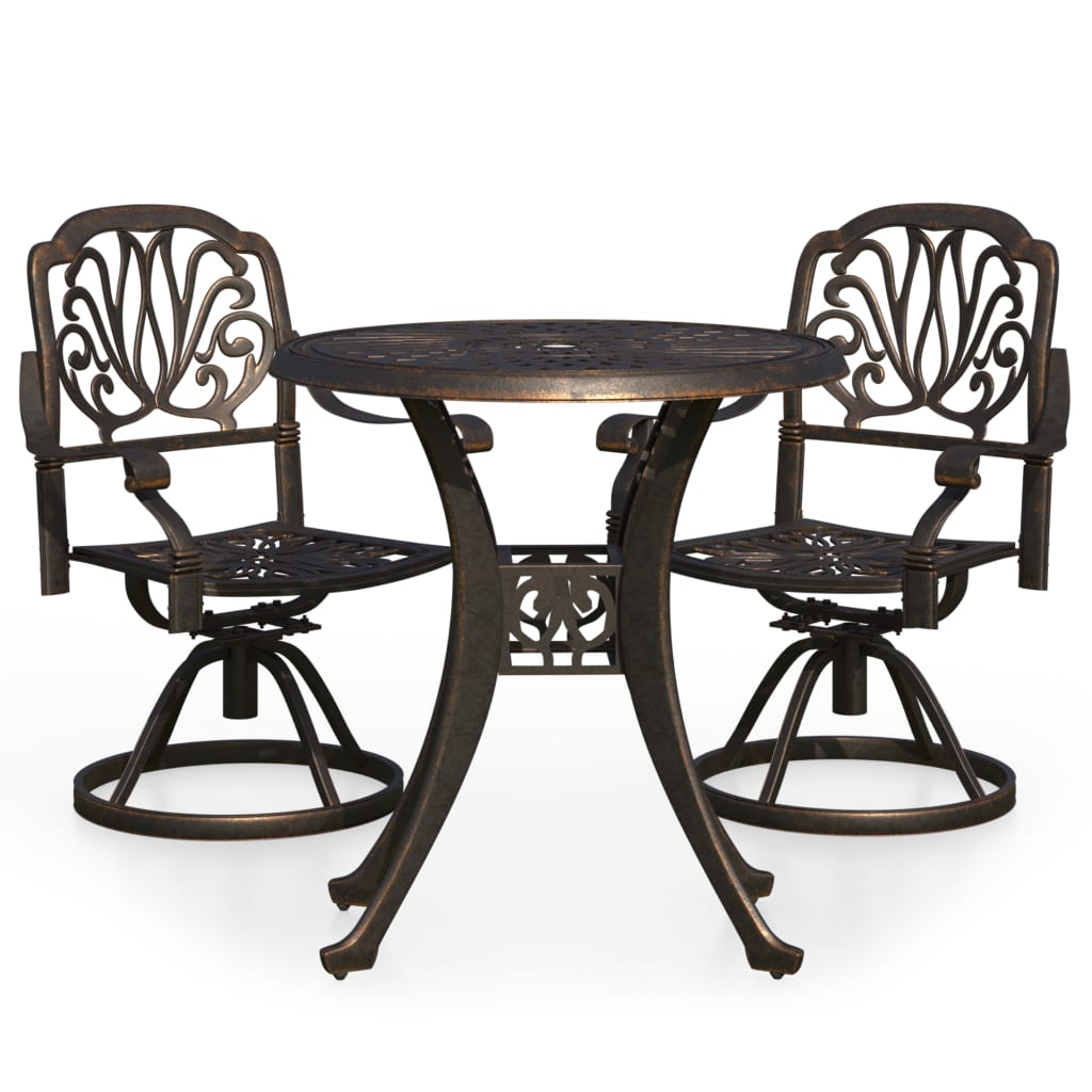 3 Piece Bistro Set Cast Aluminium Bronze